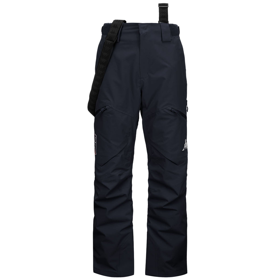 Pantalon de ski imperméable bleu pour homme, coupe slim, avec bretelles amovibles 01