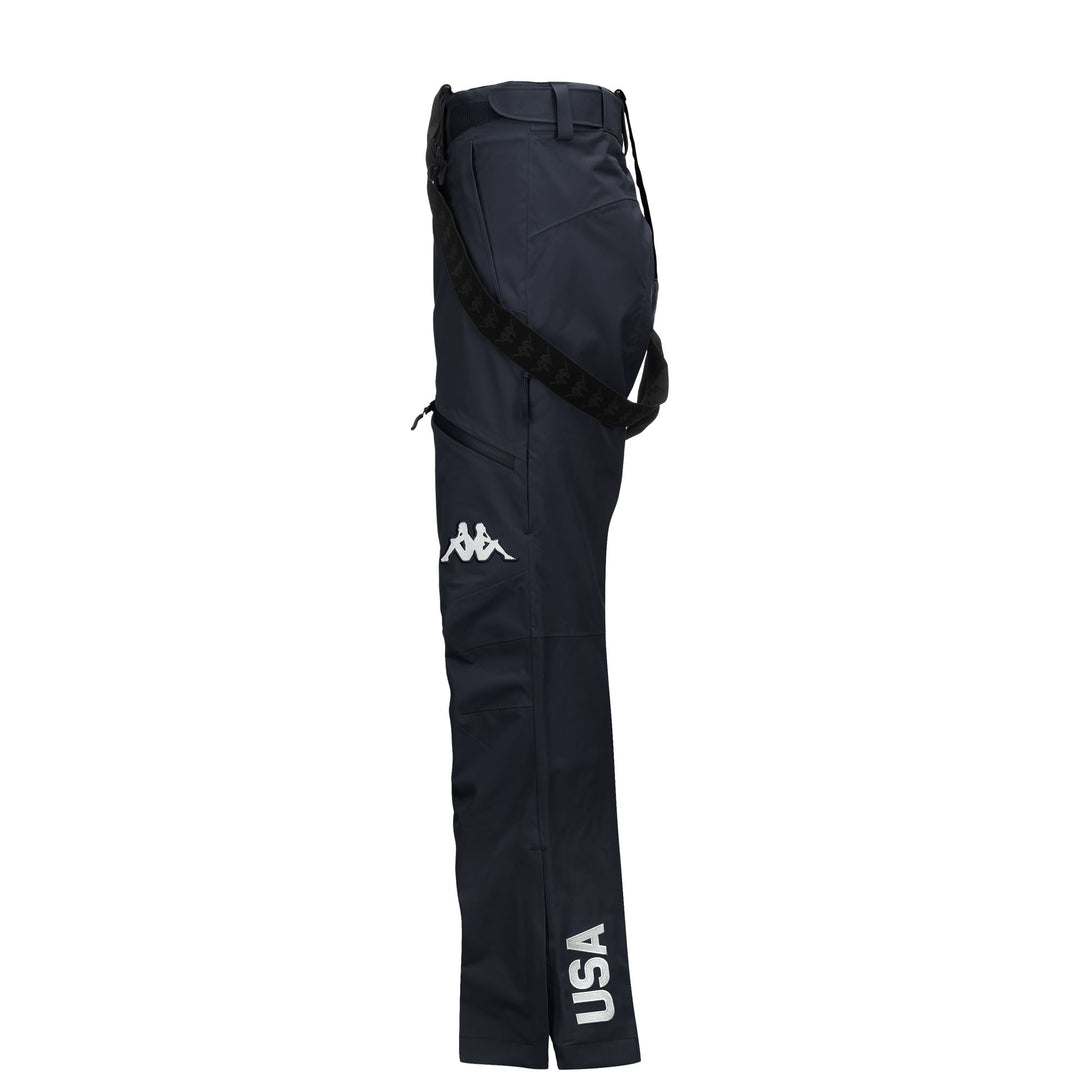 Pantalon de ski imperméable bleu pour homme, coupe slim, avec bretelles amovibles main