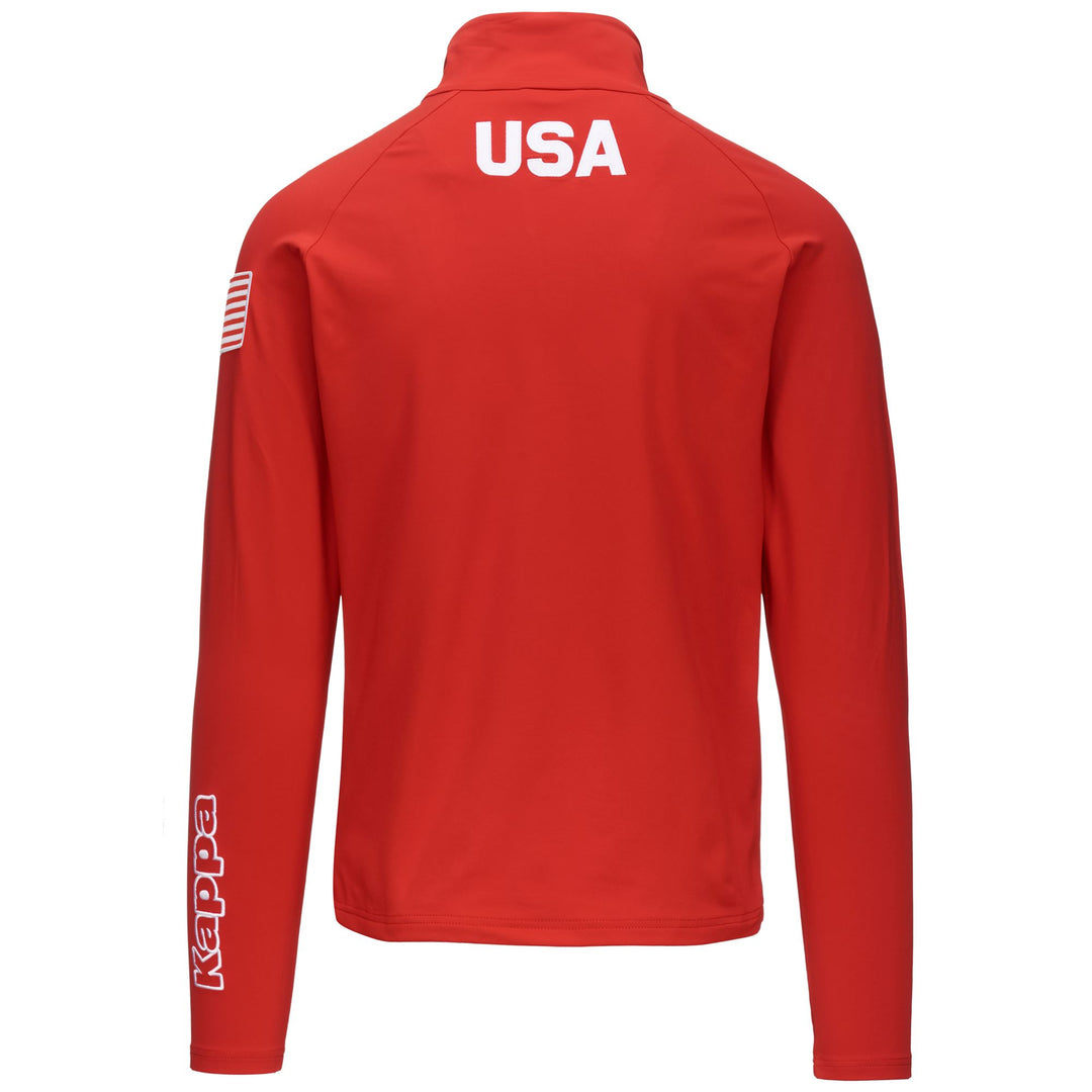 Haut de ski unisexe rouge en microfibre polaire à demi-zip et coupe ajustée main