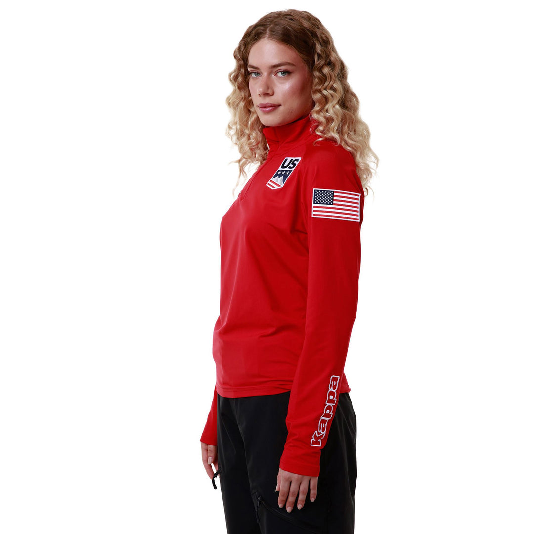 Chaqueta de esquí unisex de microfibra roja con corte entallado y media cremallera main