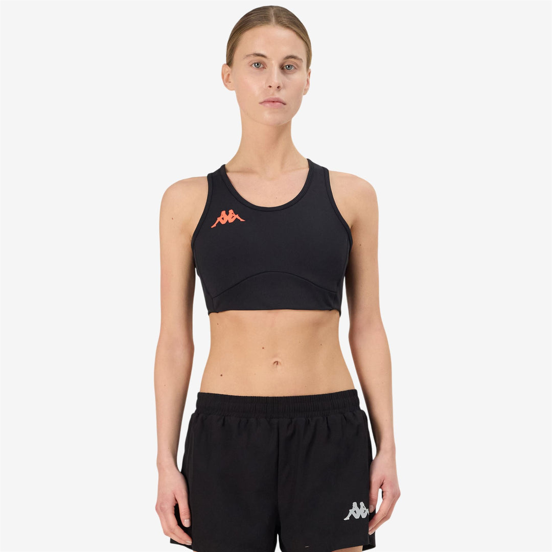 Maillot deportivo para mujer color coral negro con copas extraíbles main