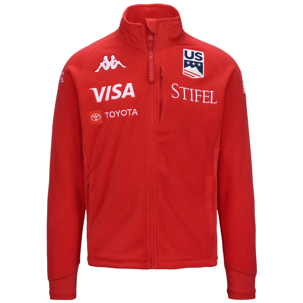 Polaire de ski rouge pour homme, coupe ajustée, avec col coupe-vent 02