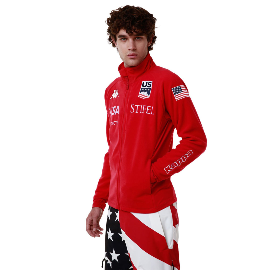 Red Men's Slim Fit Ski Fleece with Windproof Collar main