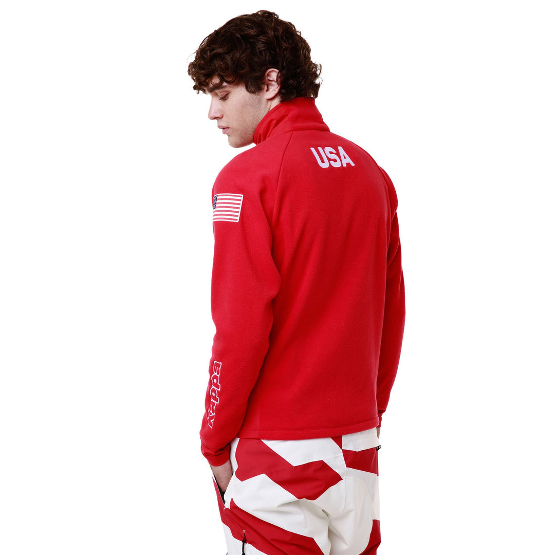 Red Men's Slim Fit Ski Fleece with Windproof Collar main