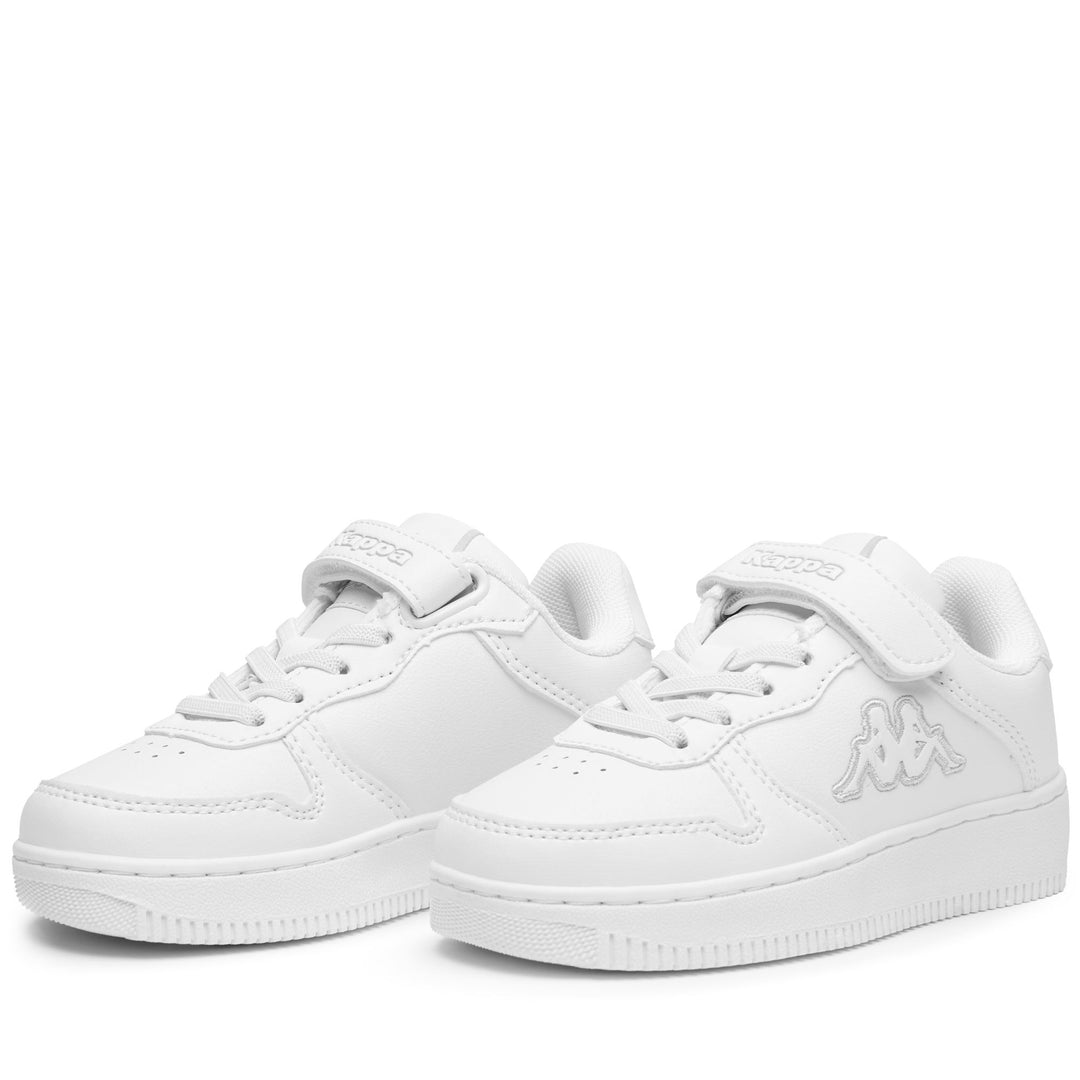 White Unisex Kid's Low Cut Sports Sneakers 01