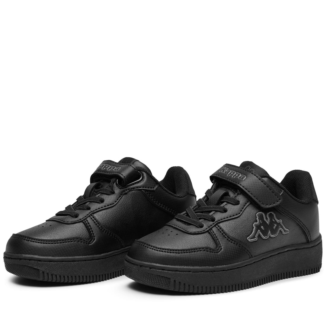Black Unisex Kid's Low Cut Sneakers with Elastic Lace Closure 01