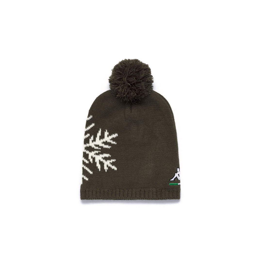 Gorro de esquí unisex marrón y verde con forro polar y diseño gráfico 01