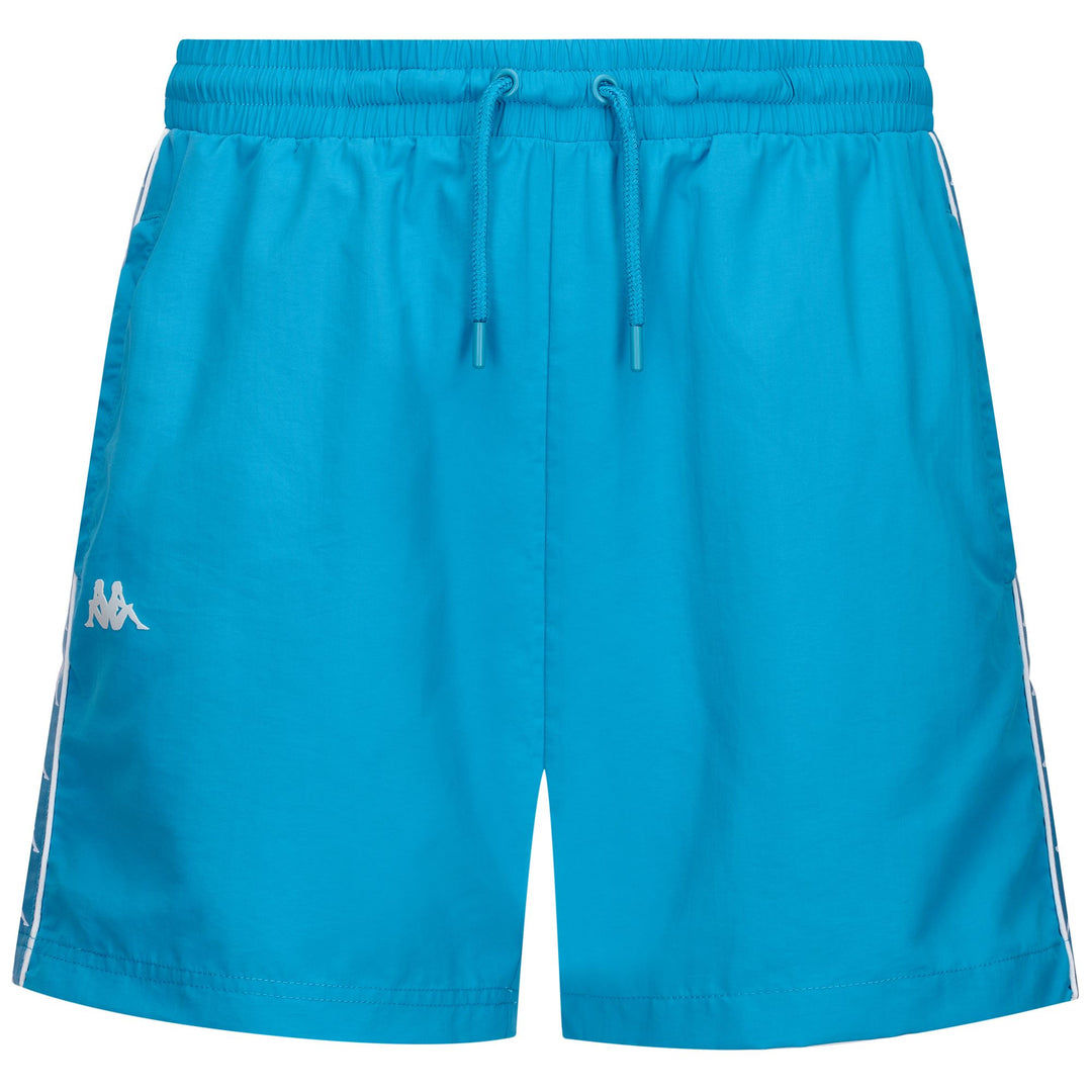 Bañador de nailon azul para hombre con cinta lateral 01