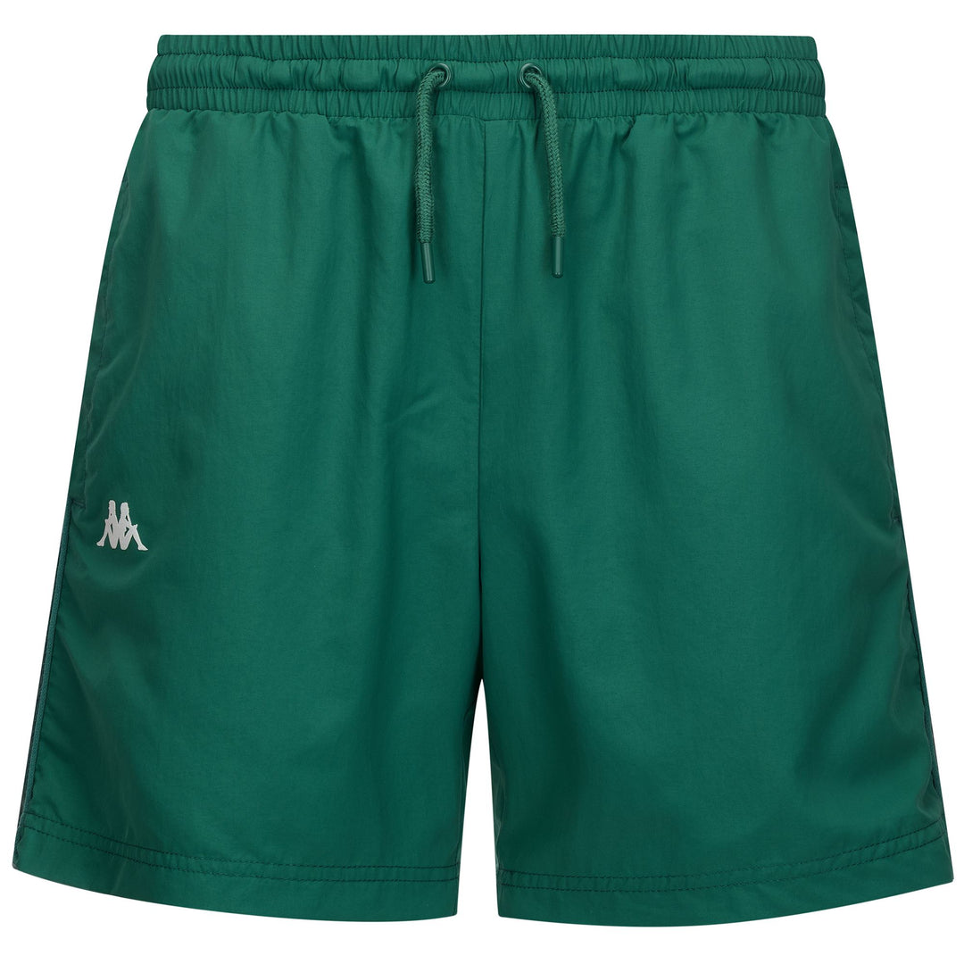 Bañador de nailon para hombre color verde pino con cinta lateral 01