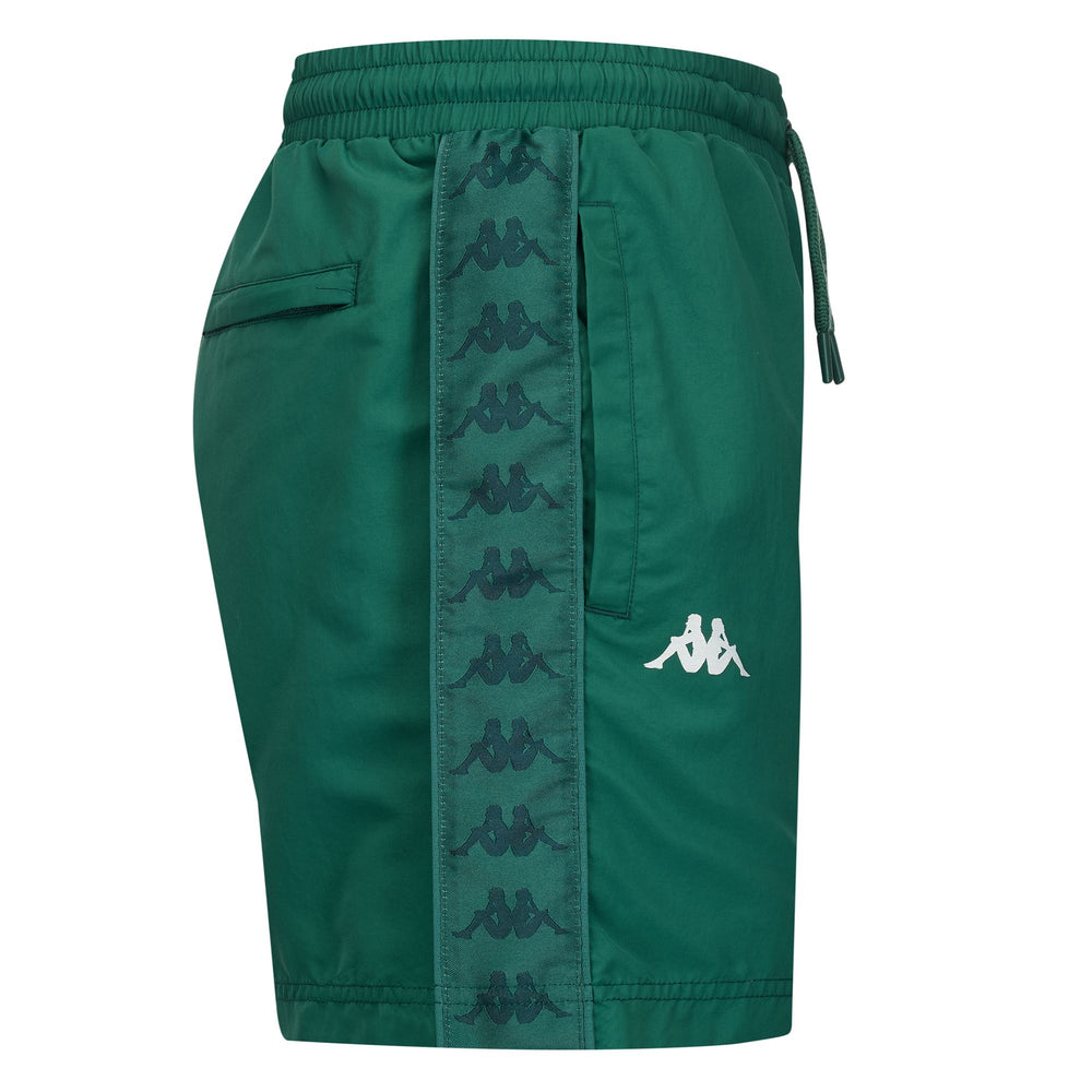 Bañador de nailon para hombre color verde pino con cinta lateral 02