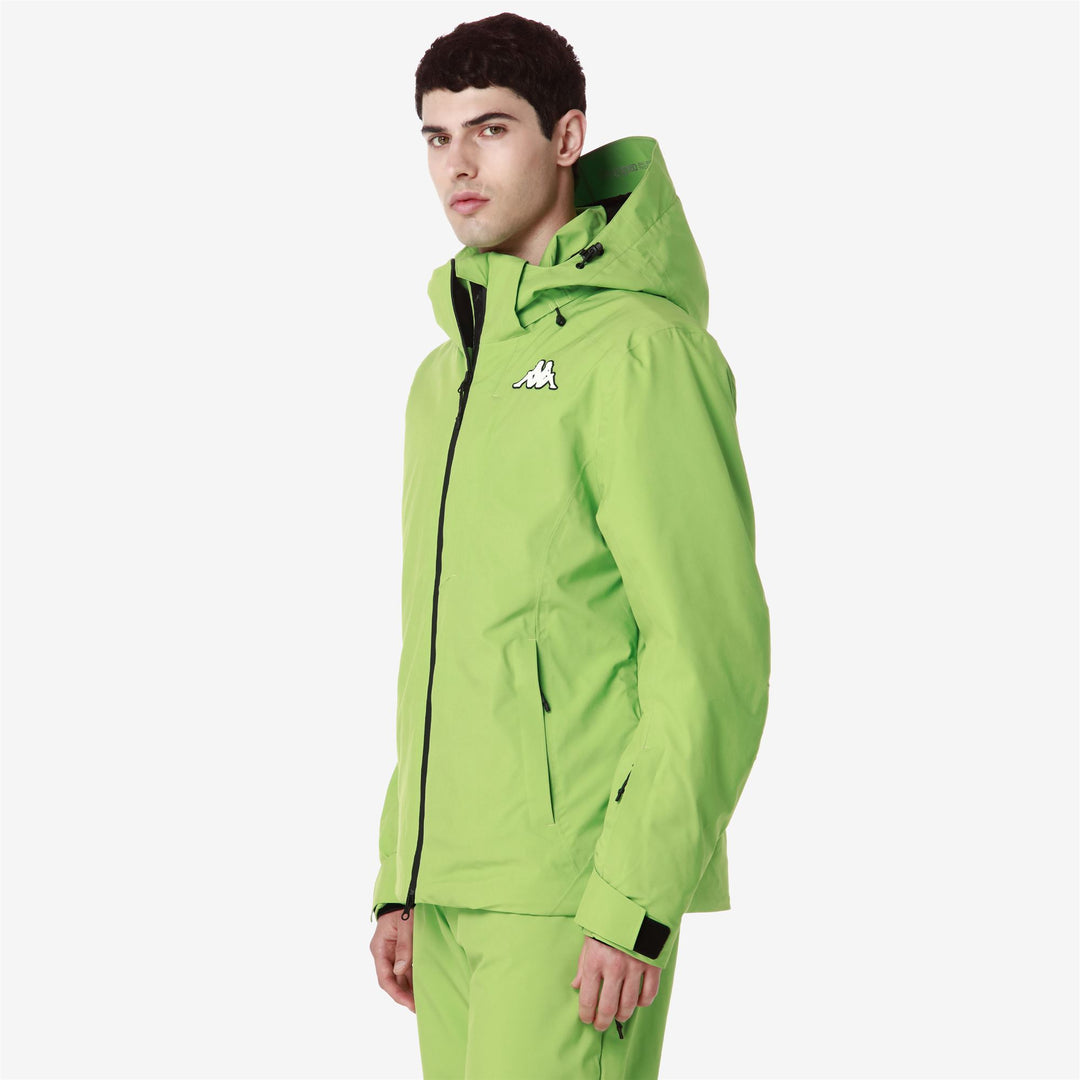 Green Black Men's Ski Jacket with Waterproof Protection. main