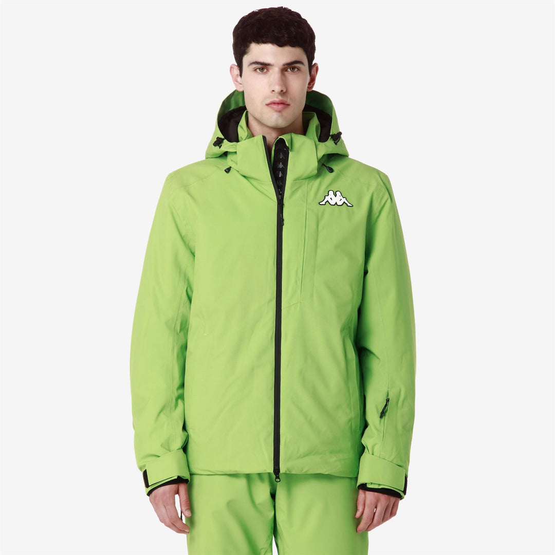 Green Black Men's Ski Jacket with Waterproof Protection. main