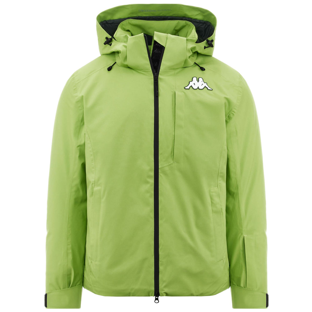 Veste de ski rembourrée pour homme, coupe ajustée, verte, avec protection imperméable main