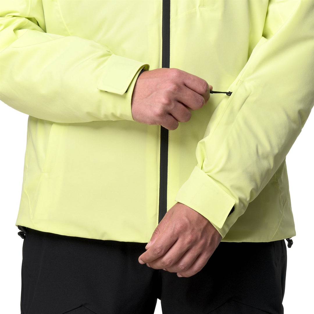 Veste de ski rembourrée pour homme, coupe ajustée, verte, avec protection imperméable main