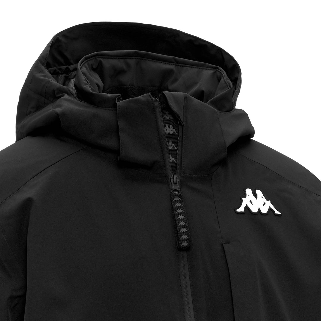 Black Men's Waterproof Padded Ski Jacket with Detachable Hood main