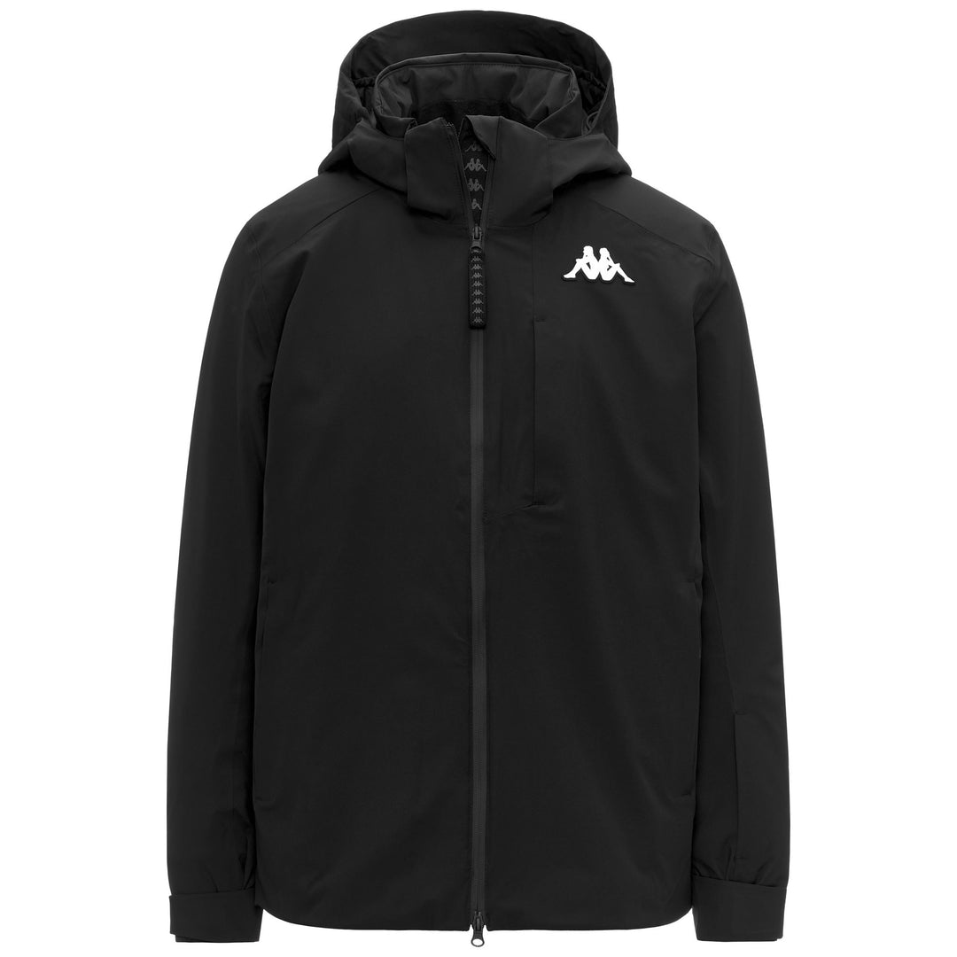 Veste de ski noire pour homme, coupe ajustée, rembourrée et imperméable. main