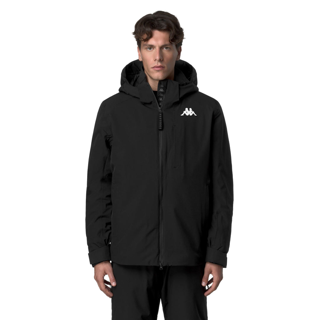 Men's Black Slim Fit Padded Ski Jacket with Waterproof Protection 01