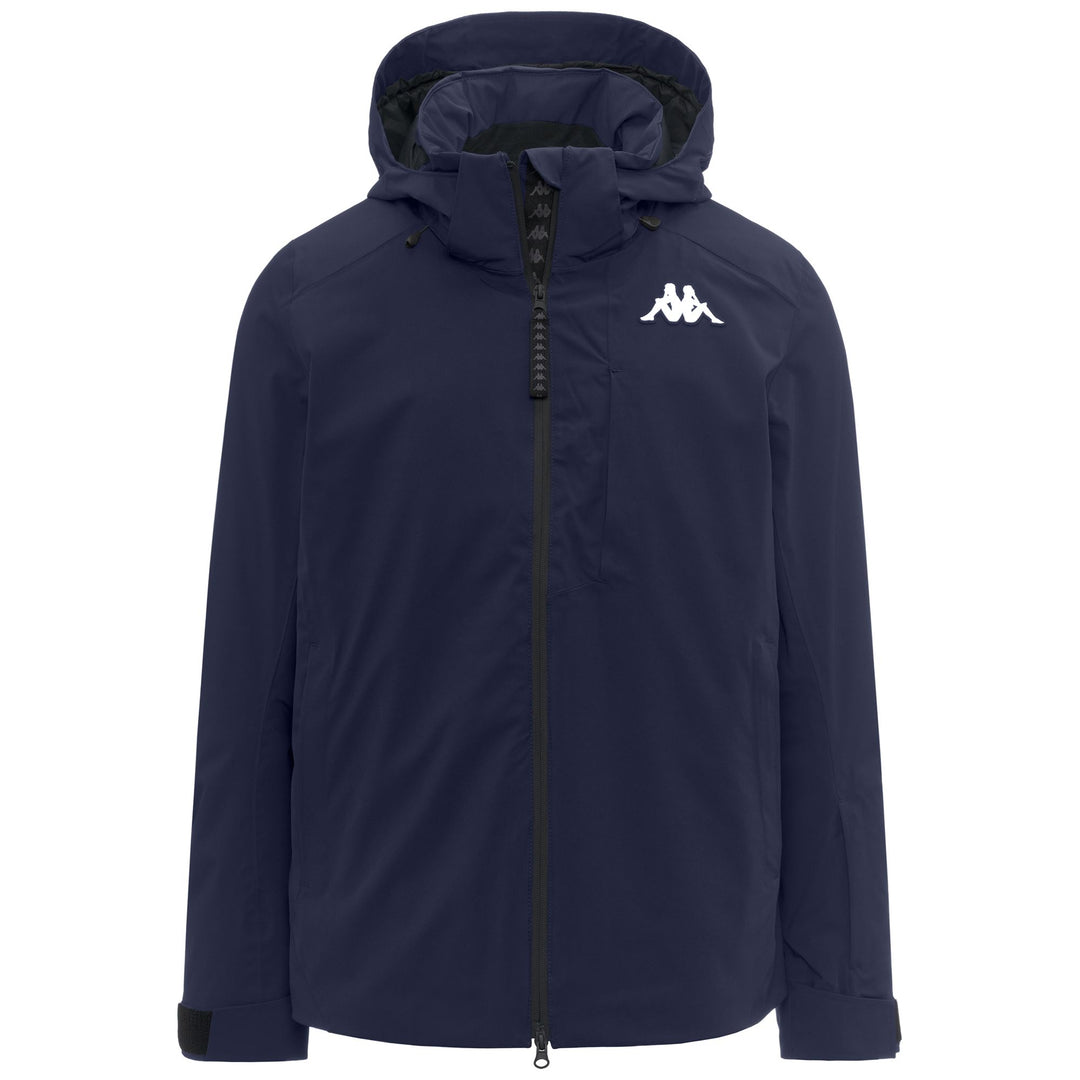 Veste de ski rembourrée bleue pour homme, coupe ajustée, avec protection imperméable main