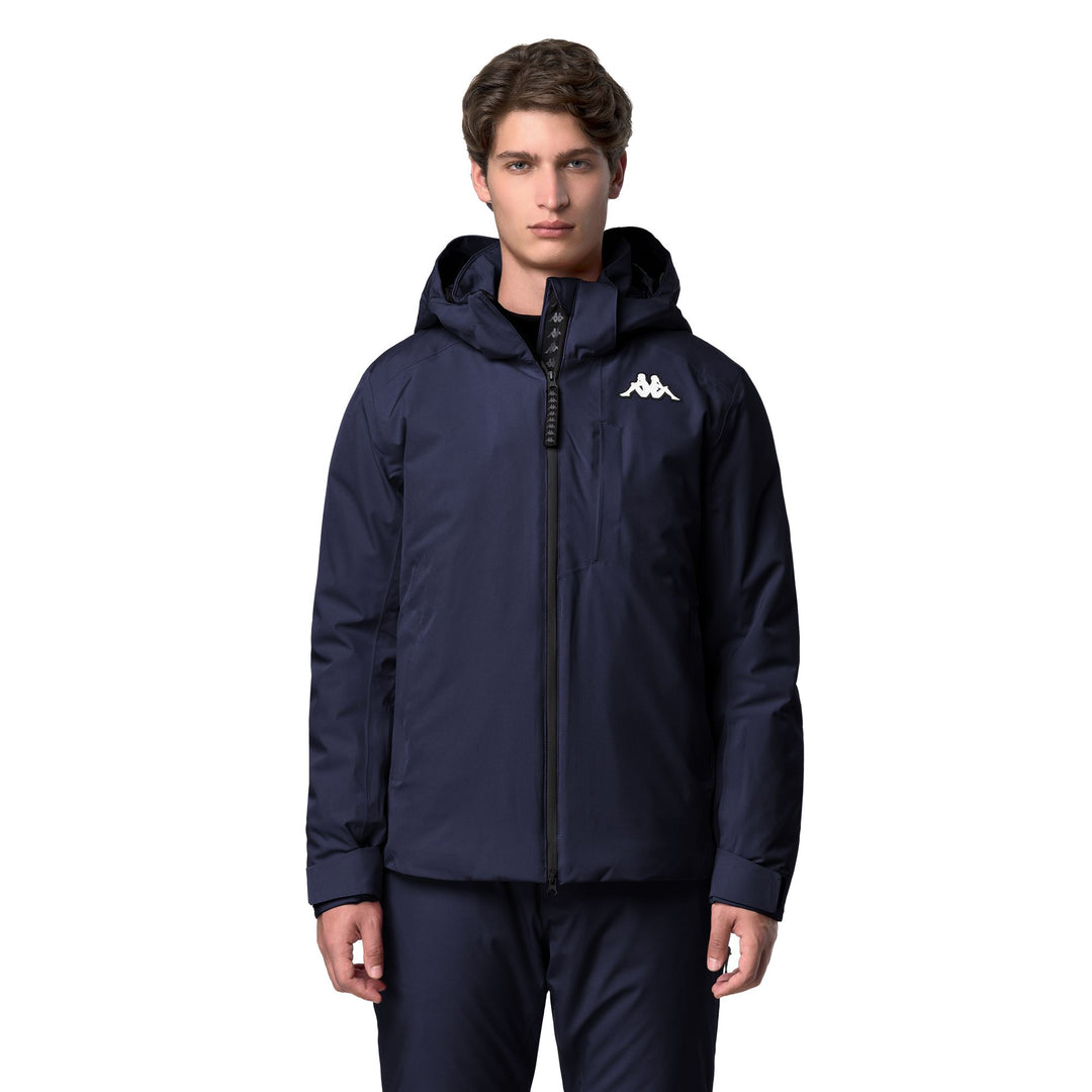 Men's Slim Fit Blue Padded Ski Jacket with Waterproof Protection 01