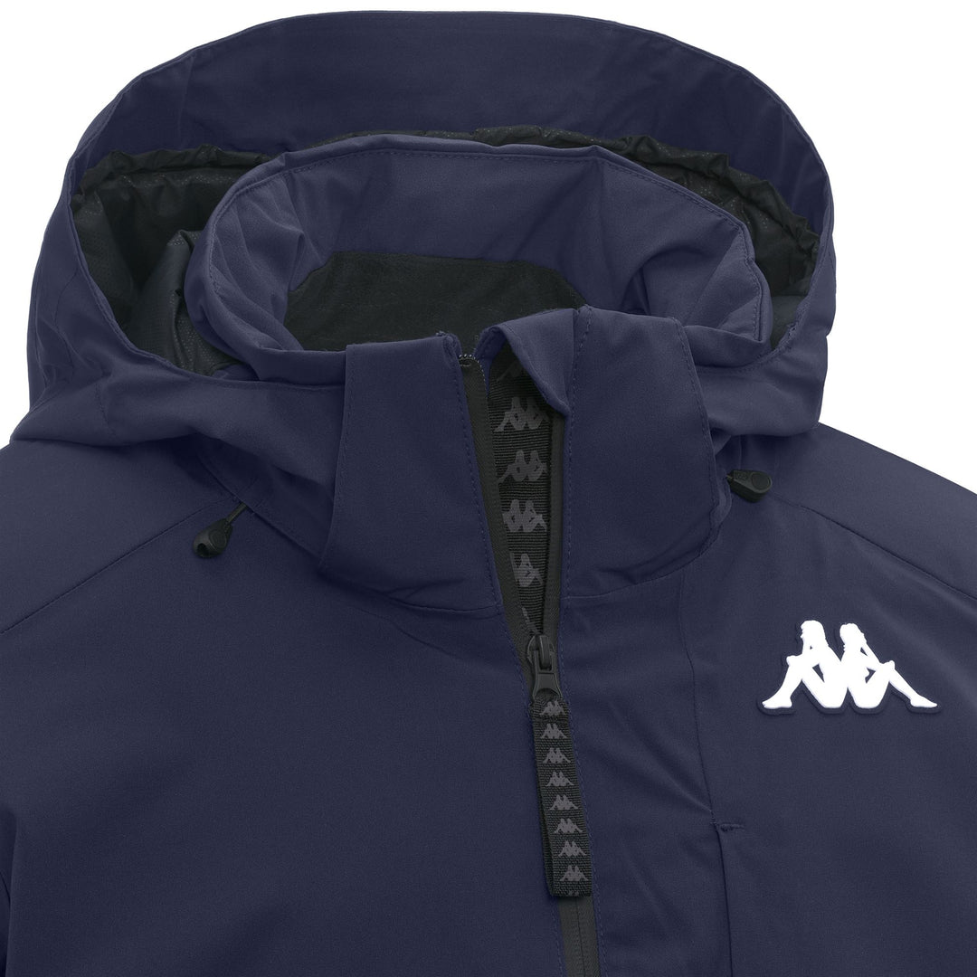 Veste de ski rembourrée bleue pour homme, coupe ajustée, avec protection imperméable main