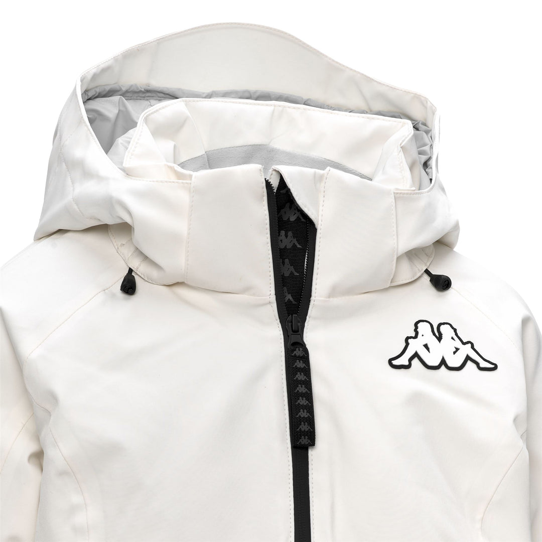 White Women's Waterproof Padded Mid Jacket with Detachable Hood 01