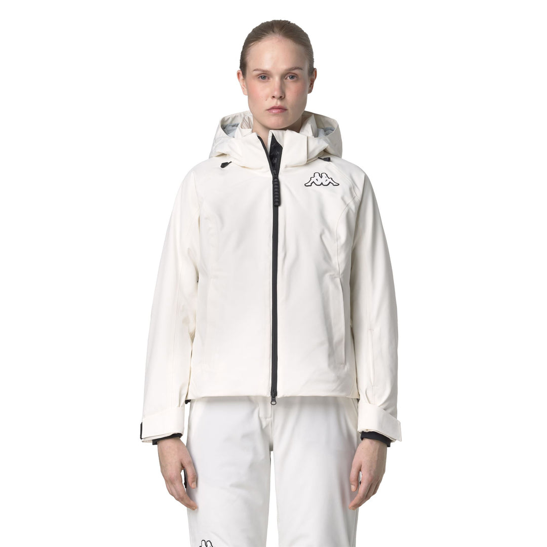 Veste de ski blanche pour femme, coupe ajustée, avec protection imperméable 01