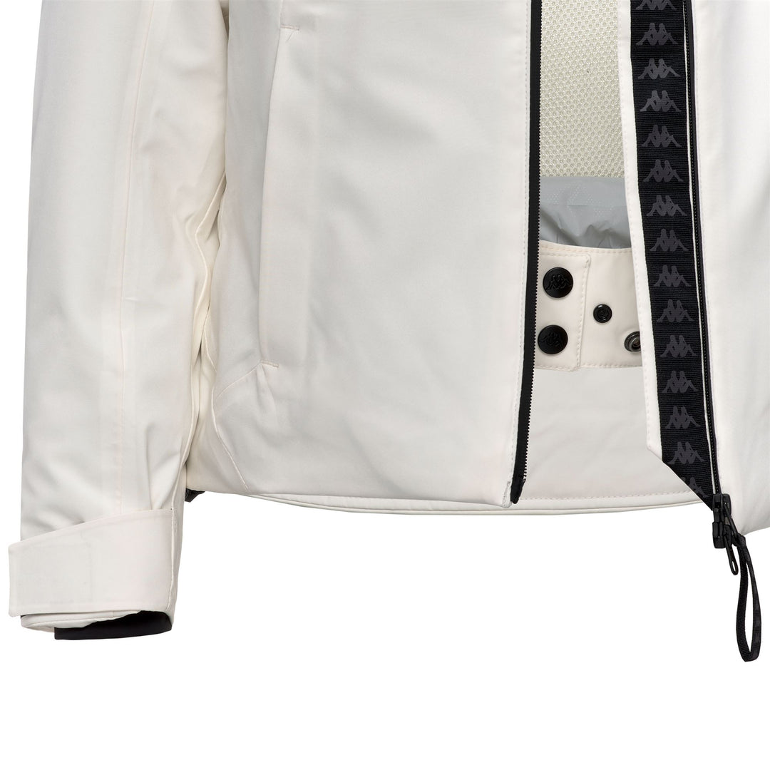 Veste de ski blanche pour femme, coupe ajustée, avec protection imperméable main