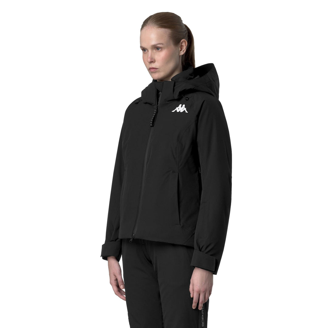 Black Women's Padded Waterproof Jacket with Detachable Hood main