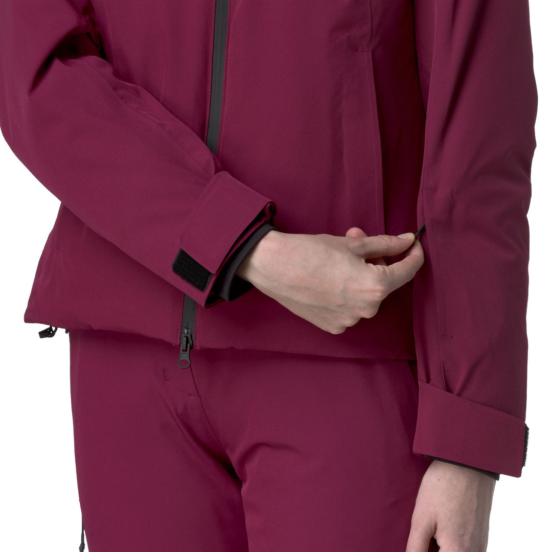 Women's Slim Fit Red Padded Ski Jacket with Waterproof Protection main