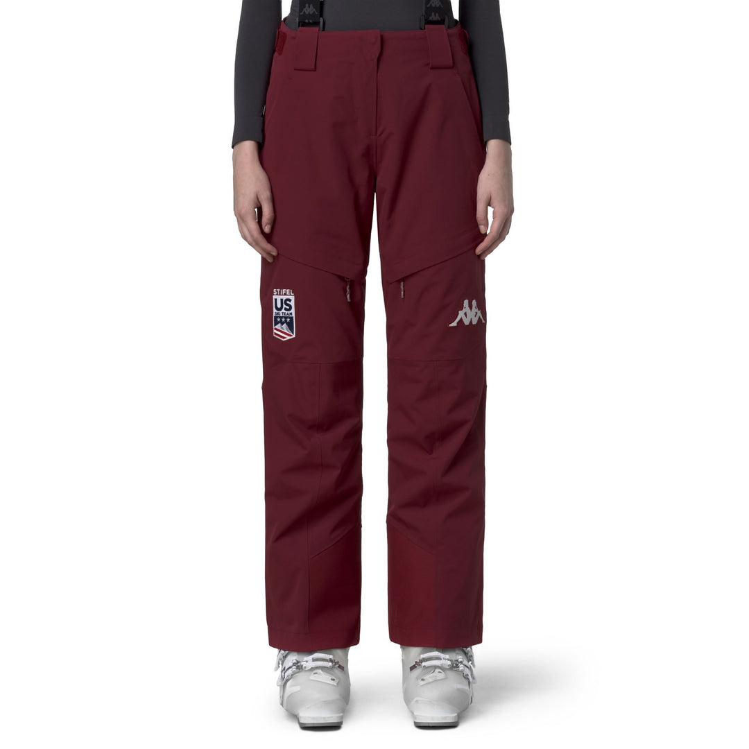 Red Women's Padded Ski Pants with Waterproof Protection 01