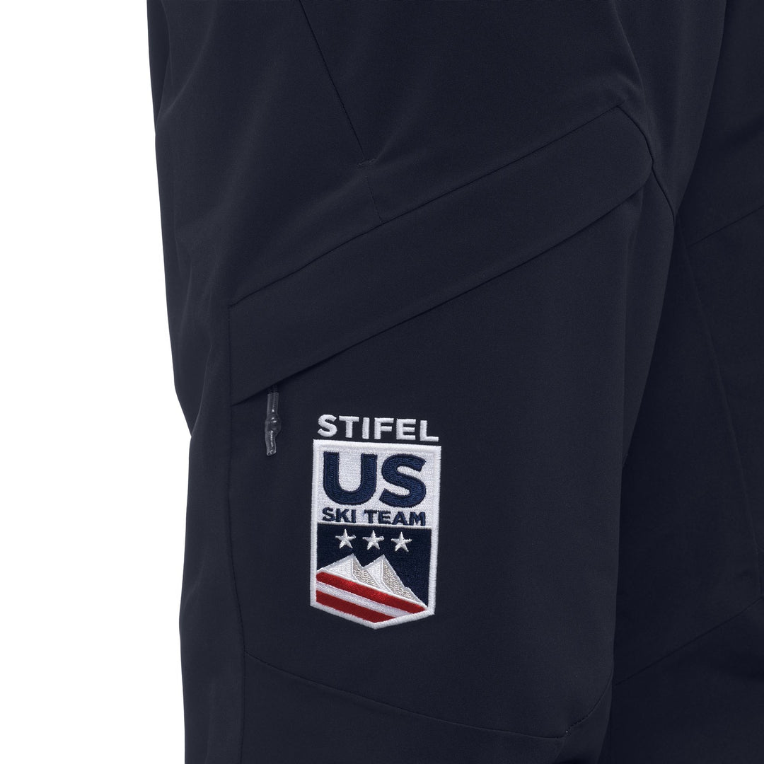 Pantalon de ski rembourré bleu pour homme avec fermetures éclair étanches main