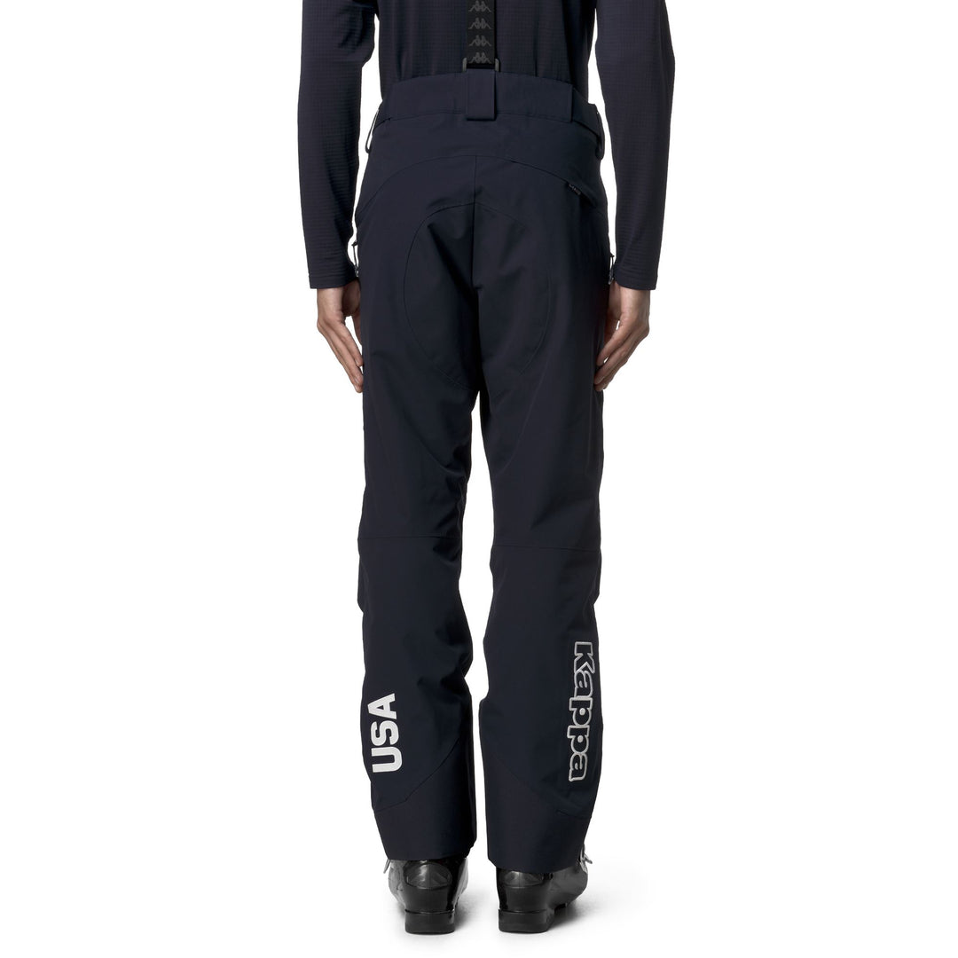 Pantalon de ski rembourré bleu pour homme avec fermetures éclair étanches main