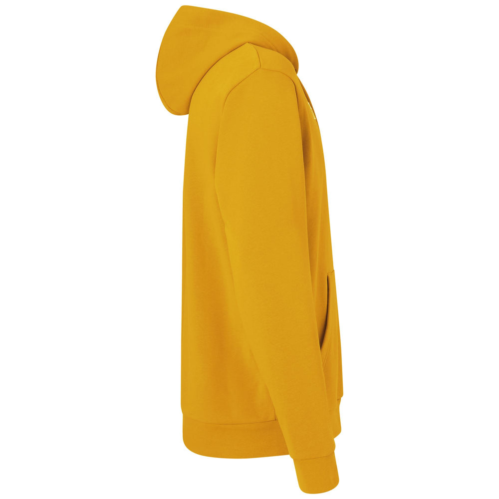 Sudadera con capucha de polar para hombre en amarillo dorado con bolsillo tipo canguro 02