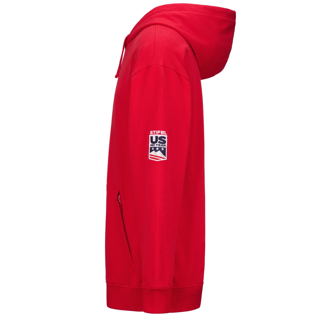 Sudadera roja unisex de corte regular con capucha de forro polar. main