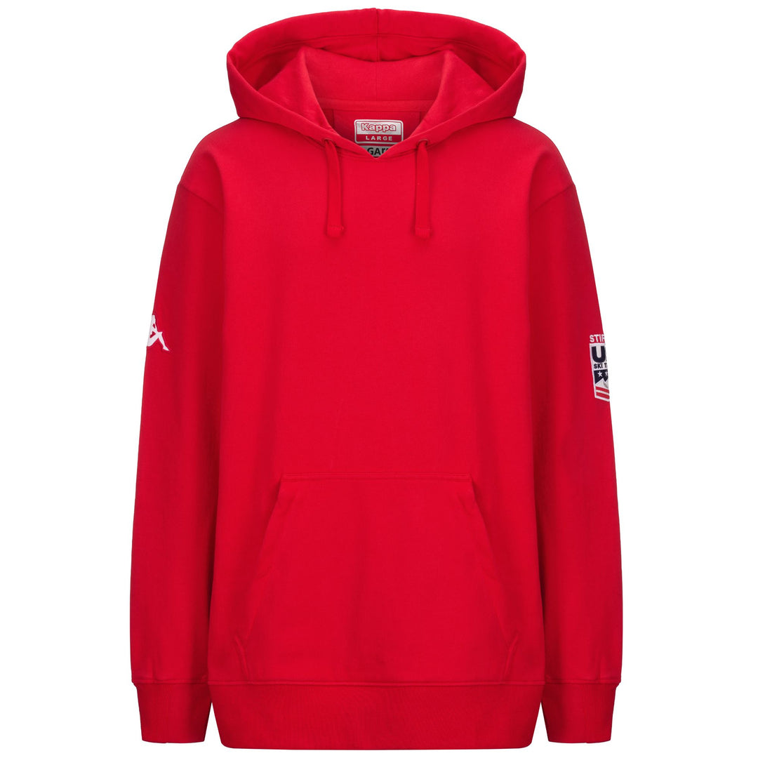Pull polaire rouge unisexe à capuche, coupe classique. 01