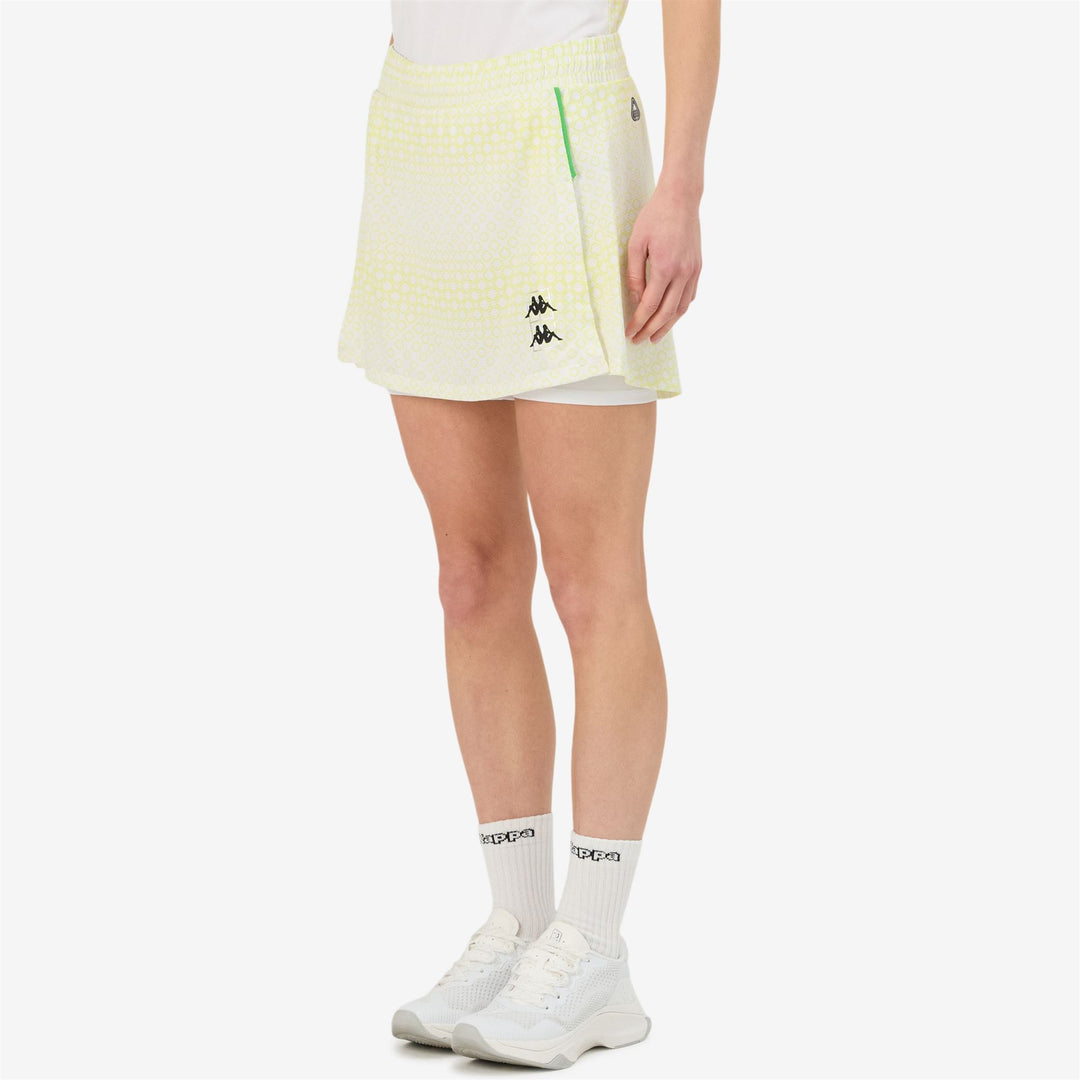 White and Yellow Women's Padel Skirt with Inner Shorts and Pockets main