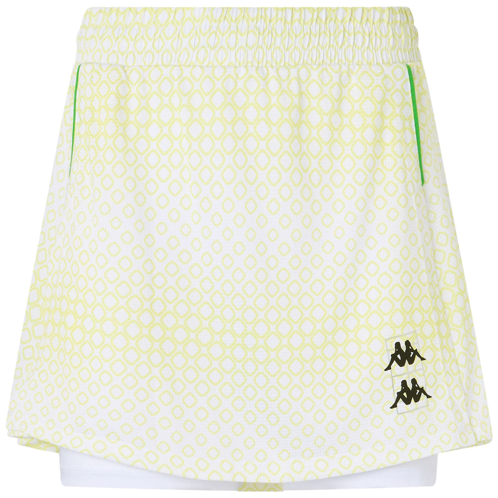 White and Yellow Women's Padel Skirt with Inner Shorts and Pockets 02