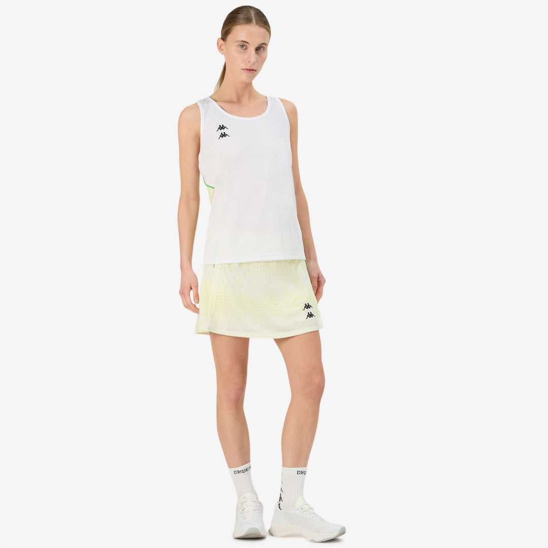 Gonna da Padel Donna Bianca e Gialla con Pantaloni Interni e Tasche main