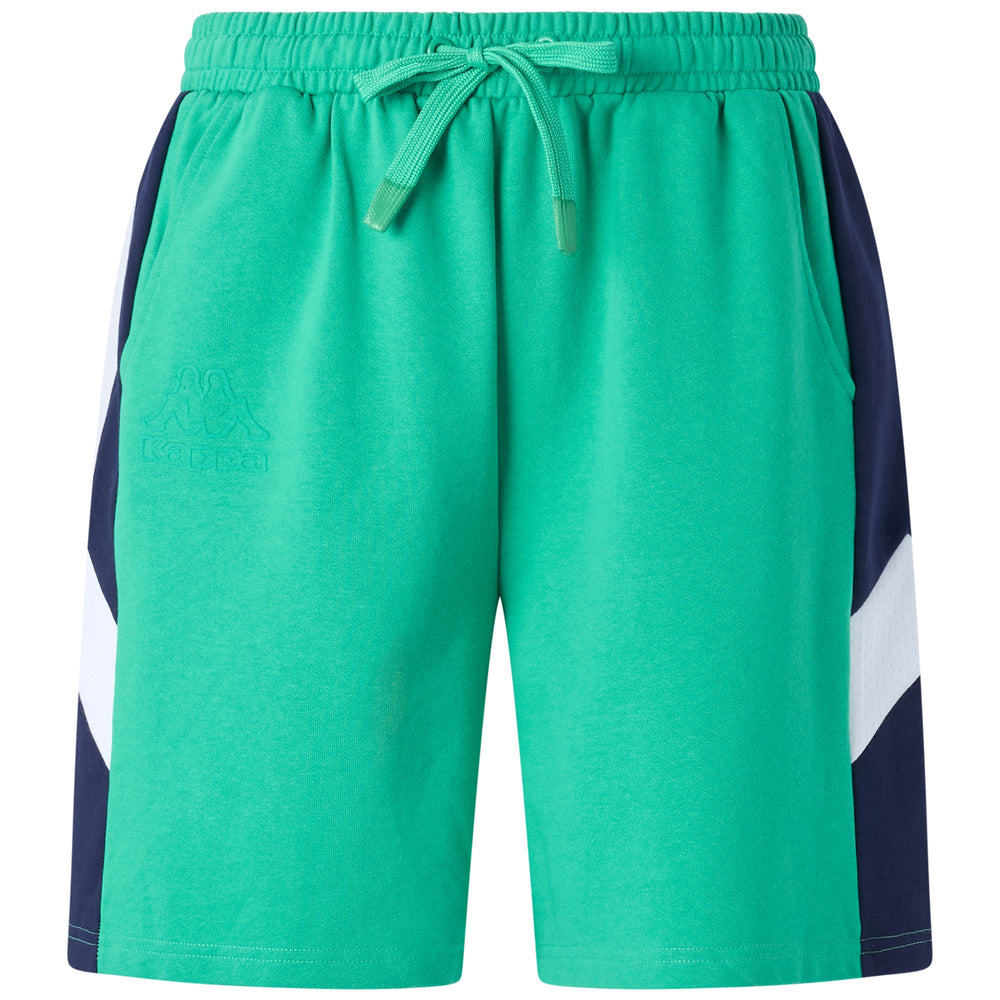 Pantaloni Corti Sportivi Uomo Verde Marino con Vita Elastico e Tasche 02
