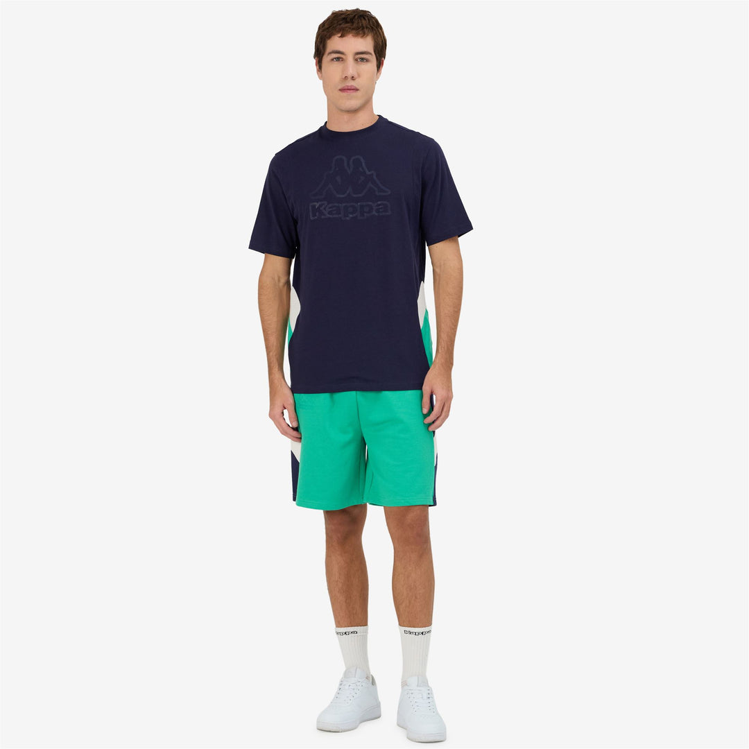 Pantaloni Corti Sportivi Uomo Verde Marino con Vita Elastico e Tasche 01