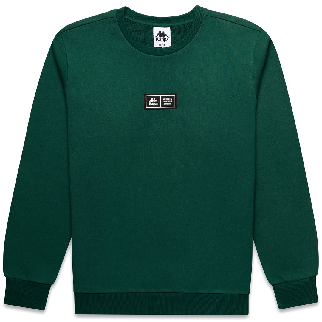 Men's Green French Terry Crewneck Sweatshirt with Ribbed Cuffs 01