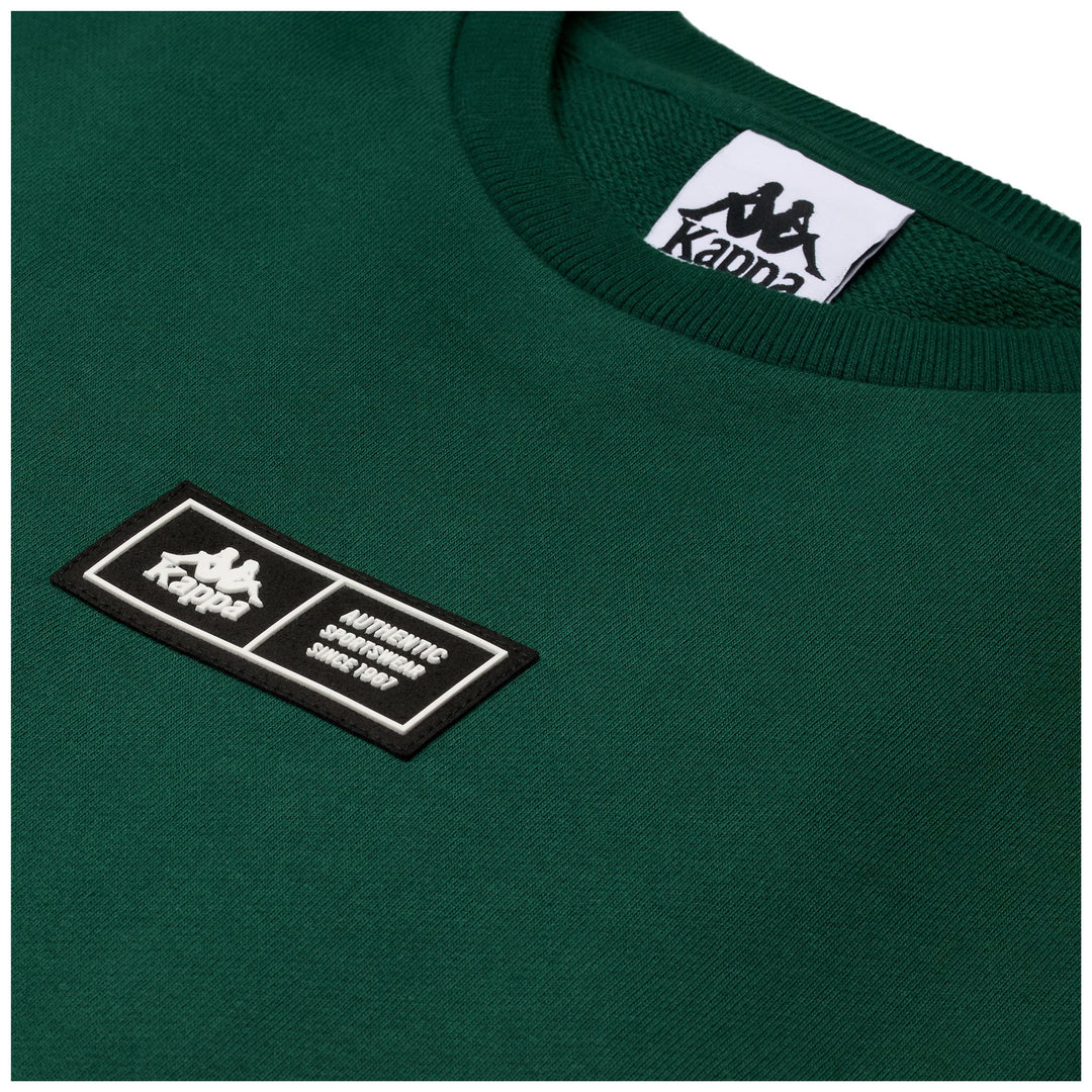 Sudadera de cuello redondo verde para hombre en French Terry con puños acanalados main
