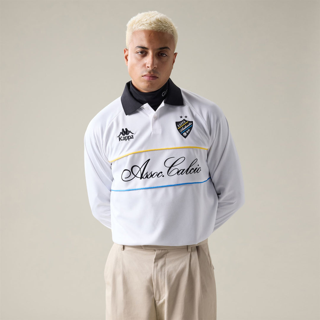 White Men's Active Polo Shirt Inspired by 90s Streetwear main