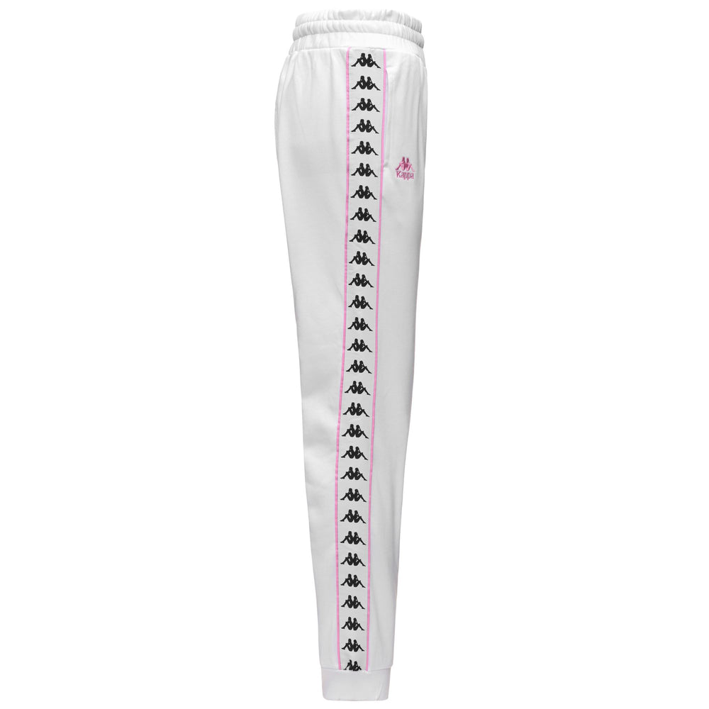 Pantalones deportivos de corte regular para mujer, en blanco y rosa 02