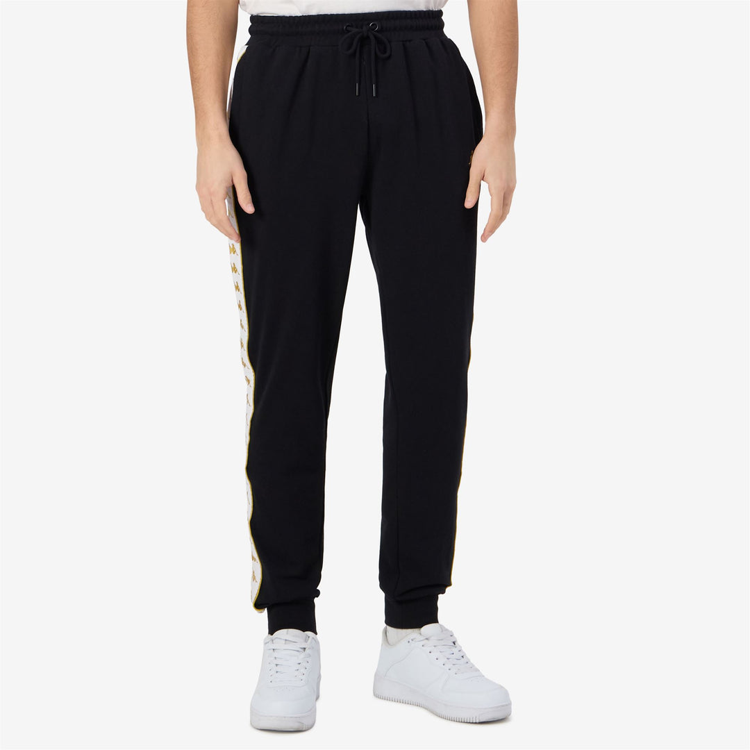 Pantalon de sport noir pour homme, coupe confort, en molleton français main
