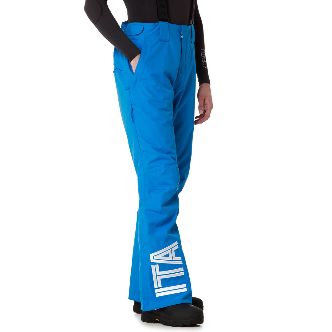 Pantaloni da sci da uomo blu, vestibilità slim, impermeabili e traspiranti. main
