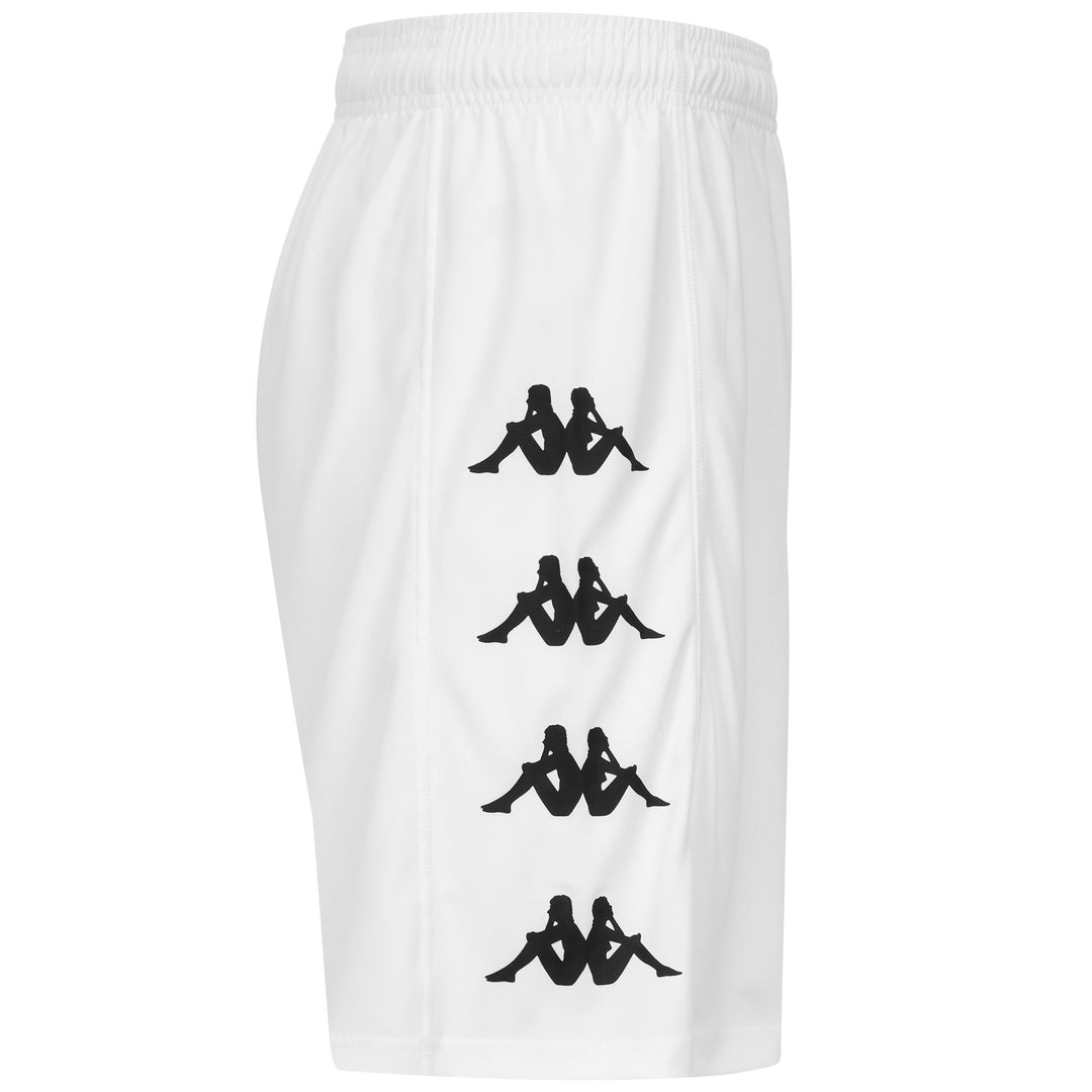 Pantalones cortos de entrenamiento de fútbol Kappa blancos para hombre con banda Omini main