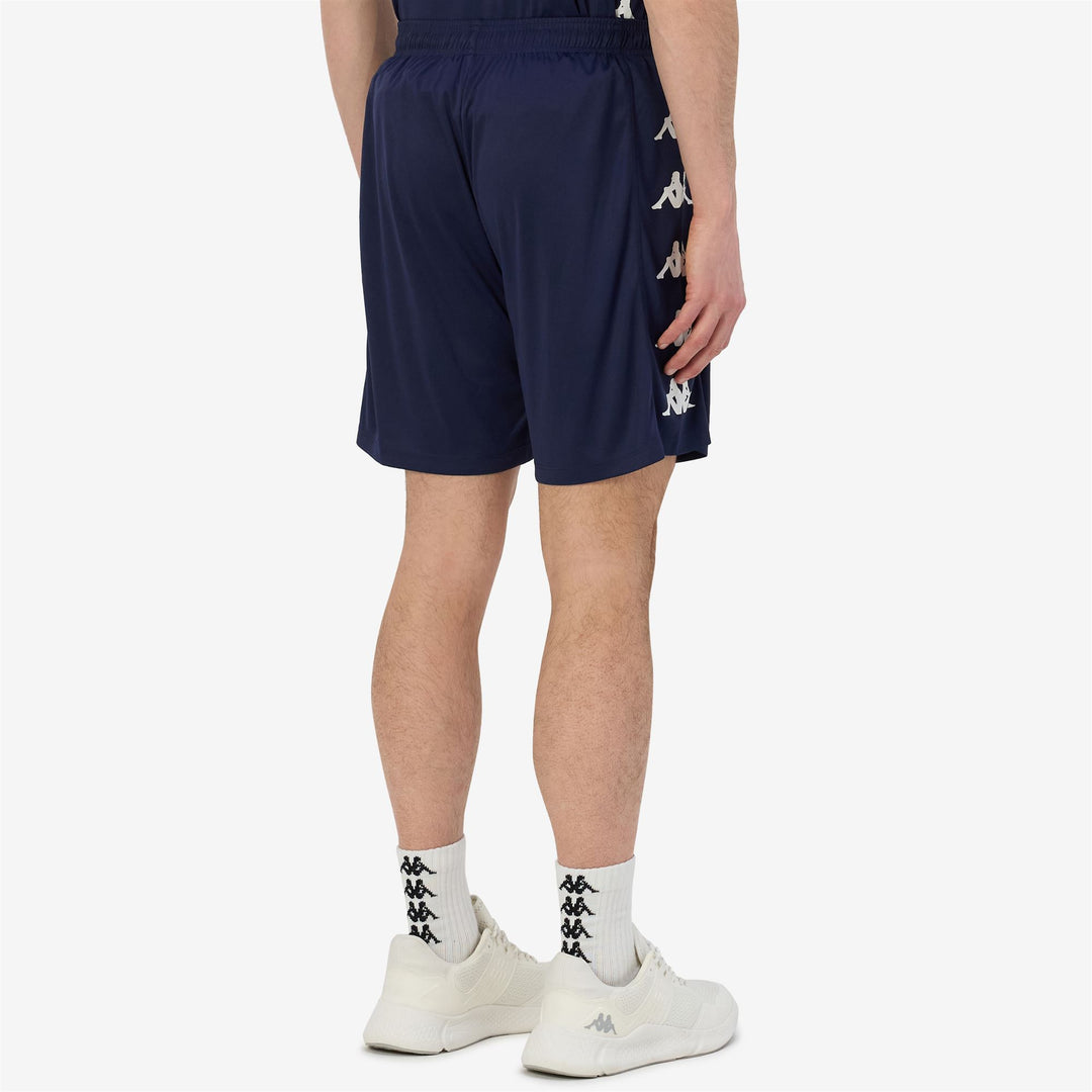 Short de football bleu pour homme, coupe classique, en tissu interlock main