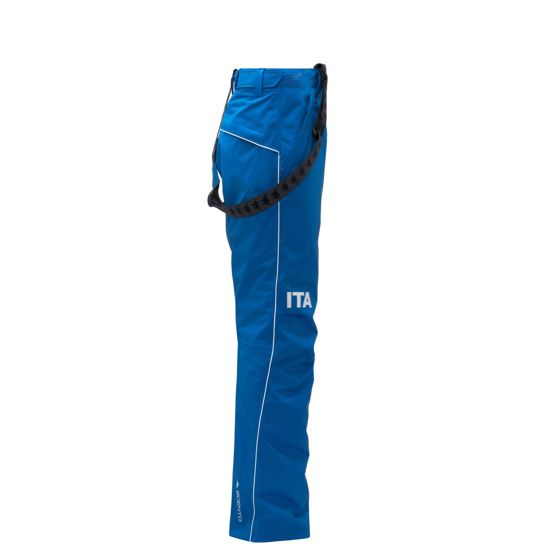Pantalon de ski rembourré bleu pour homme, coupe slim, avec protection imperméable main