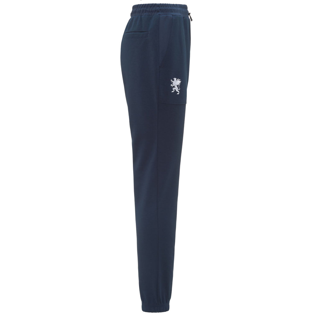 Pantalon de football Genoa bleu pour homme, coupe slim, en tissu interlock épais main